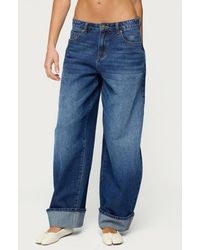 Edikted - Kella Low Rise Baggy Cuffed Wide Leg Jeans - Lyst
