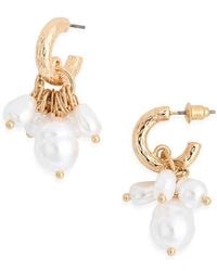 BP. - Faux Pearl Drop Hoop Earrings - Lyst