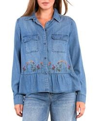 Billy T - Life Is A Flower Embroidered Button-Up Shirt - Lyst