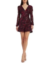Dress the Population - Kelsey Sequin Floral Long Sleeve Minidress - Lyst
