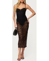 Edikted - Sheer Lace Midi Body-Con Dress - Lyst