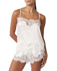 KAT THE LABEL - Olivia Lace Trim Satin Shorts - Lyst