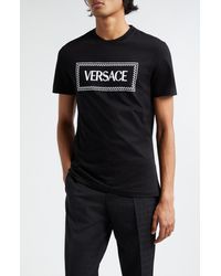 Versace - Embroidered Logo Cotton Jersey T-shirt - Lyst
