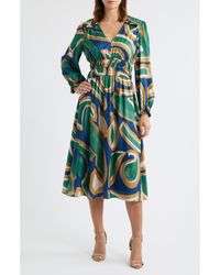 Julia Jordan - Abstract Print Long Sleeve Midi Dress - Lyst