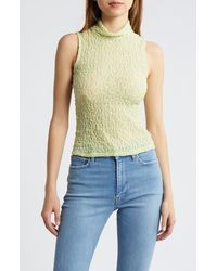 FRAME - Mock Neck Sleeveless Mesh Top - Lyst