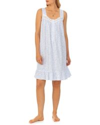 Eileen West - Floral Lace Trim Sleeveless Short Nightgown - Lyst