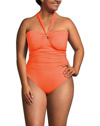 Lands' End - Plus Size Slender Suit Multi-Way Bandeau High Leg One Piece Swimsuit - Lyst