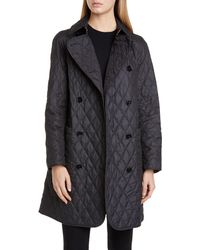 Burberry Diamond Quilted Double-breasted Coat - Black
