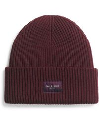 Rag & Bone - Blake Logo Patch Wool Blend Rib Beanie - Lyst