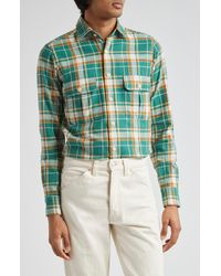 Drake's - Check Slub Cotton Work Shirt - Lyst