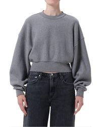 Agolde - Kit Cotton Fleece Crop Sweatshirt - Lyst