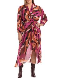 DONNA MORGAN FOR MAGGY - Long Sleeve Wrap Dress - Lyst