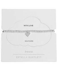 Estella Bartlett - Sienna Pavé Crystal Heart Beaded Stretch Bracelet - Lyst