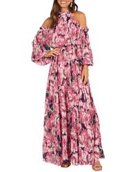 Petal & Pup - Hilary Floral Cold Shoulder Long Sleeve Maxi Dress - Lyst