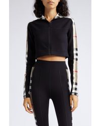 Burberry - Cynthia Crop Check Panel Front Zip Top - Lyst