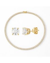 Donatello Gian - Tone Tennis Necklace And Stud Earrings Set - Lyst