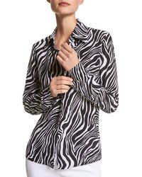 Michael Kors - Hansen Zebra Stripe Silk Crepe De Chine Shirt - Lyst