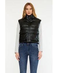 Kancan - Obsidian Cropped Faux Leather Puffer Vest - Lyst