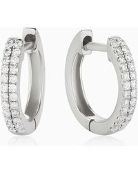 Oradina - 14K Twin Row Diamond Mini Hoops - Lyst