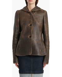 KHAITE - June Hooded Distressed Leather Jacket - Lyst
