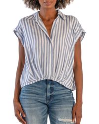 Kut From The Kloth - Gaia Pleat Hem Short Sleeve Button-up Top - Lyst