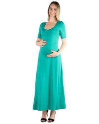 24seven Comfort Apparel - Casual Maternity Maxi Dress With Sleeves - Lyst