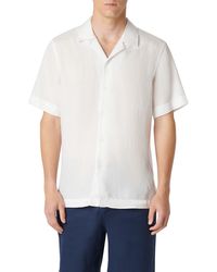 Bugatchi - Jackson Shaped Fit Linen Button-up Camp Shirt - Lyst