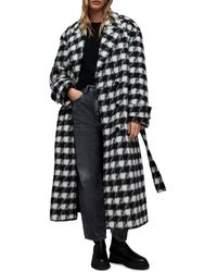 AllSaints Esme Relaxed Checked Coat in Gray | Lyst