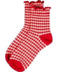 Memoi - Gingham Ankle Socks - Lyst