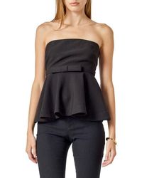 Endless Rose - Bow Strapless Peplum Top - Lyst