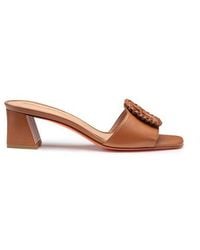 Santoni - Leather Mid-Heel Sandal - Lyst