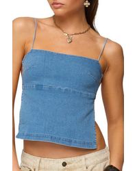 Edikted - Conley Backless Denim Top - Lyst