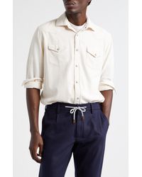 Eleventy - Cotton Corduroy Western Shirt - Lyst