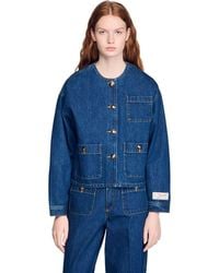 Sandro - Denim Jacket With Fancy Buttons - Lyst