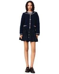 Maje - Boat Neck Cable-Knit Cardigan - Lyst