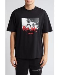 HUGO - Domenade Red Hot Graphic T-shirt - Lyst