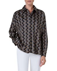 Akris Punto - Abstract Bird Print Cotton Sateen Button-up Shirt - Lyst