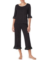 Kate Spade - Polka Dot Jersey Crop Pajamas - Lyst