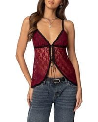Edikted - Maude Split Tie Front Lace Camisole - Lyst
