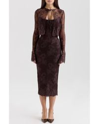 House Of Cb - Larra Lace Tie Neck Long Sleeve Midi Dress & Bolero Jacket - Lyst