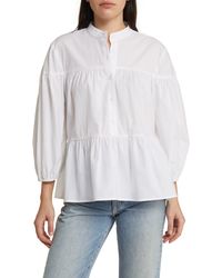 Wayf - Addison Tiered Cotton Popover Top - Lyst