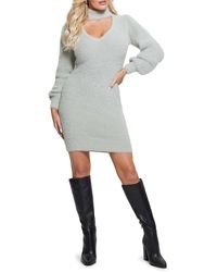 Guess - Sadie Metallic Cutout Long Sleeve Sweater Dress - Lyst