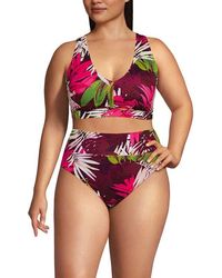 Lands' End - Chlorine Resistant V-Neck Midkini Swimsuit Top And High Leg High Waisted Bottoms 2 Piece Set - Lyst