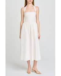 Wayf - Camellia Halter Neck Stretch Cotton Midi Dress - Lyst