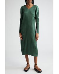Pleats Please Issey Miyake - Monthly Colors December Pleated Long Seeve Midi Dress - Lyst