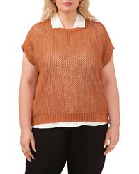 Halogen® - Halogen(r) Open Stitch Cotton Crop Sweater Vest - Lyst
