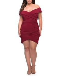 La Femme - Plus Size Short Jersey Off The Shoulder Dress - Lyst