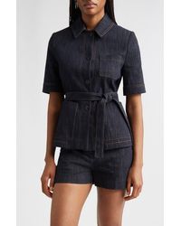 Eleventy - Belted Denim Jacket - Lyst