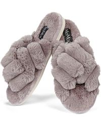 Memoi - Double Cross Plush Slipper - Lyst