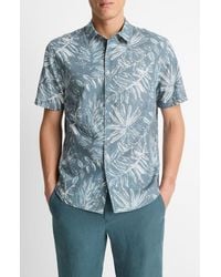 Vince - Short Sleeve Cotton & Lyocell Button-Up Shirt - Lyst
